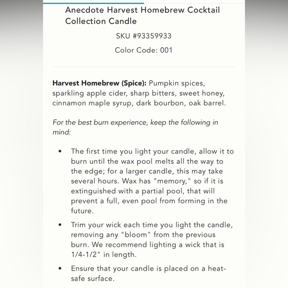 New in box! Anecdote for Anthropologie harvest home brew candle. - Picture 3 of 5